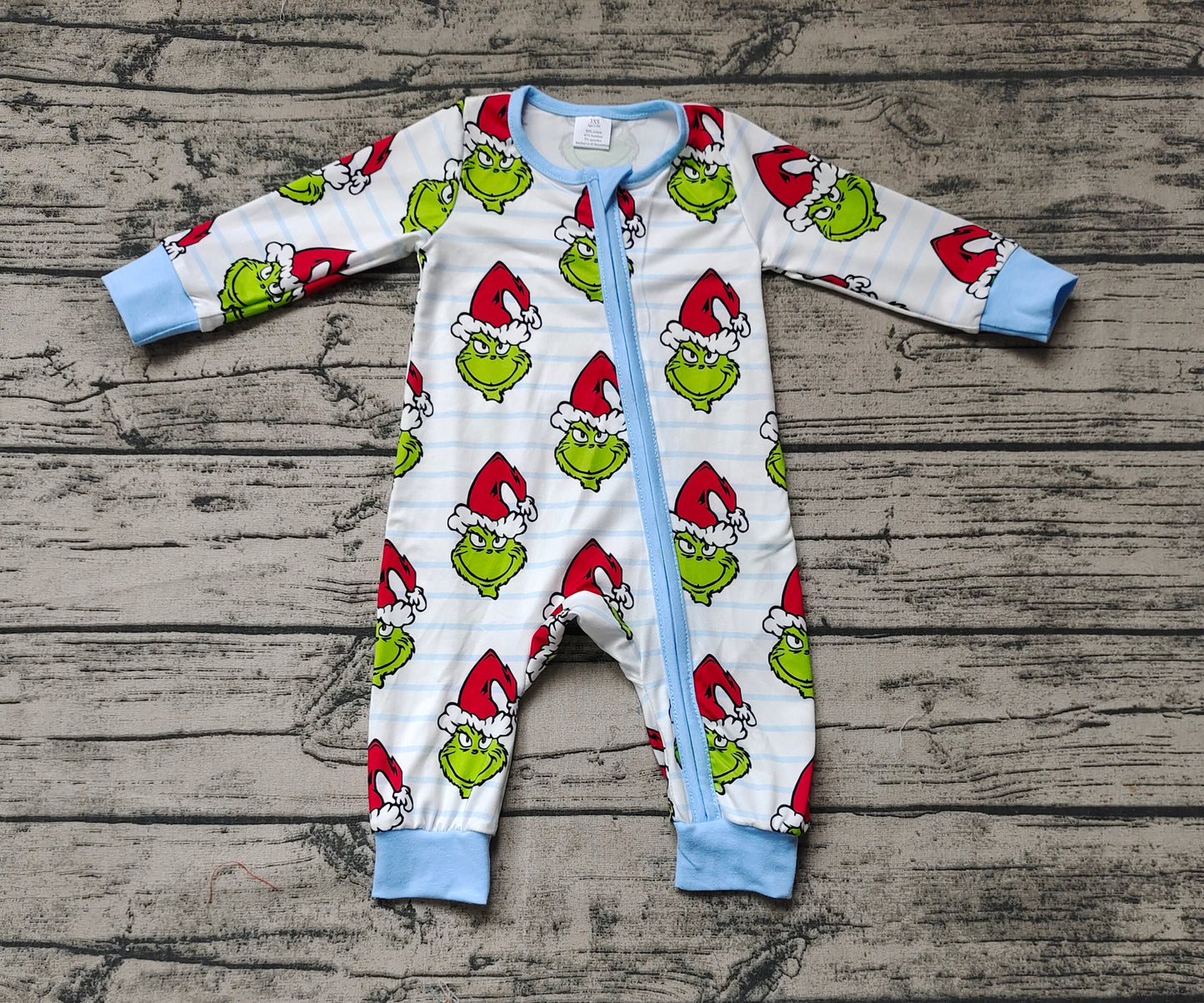 Baby Infant Boys Green Face Long Sleeve Bamboo Zip Rompers