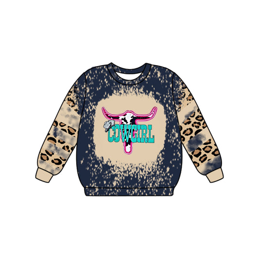 Baby Girls Black Cowgirl Cow Leopard Tee Shirts Tops preorder(MOQ 5)