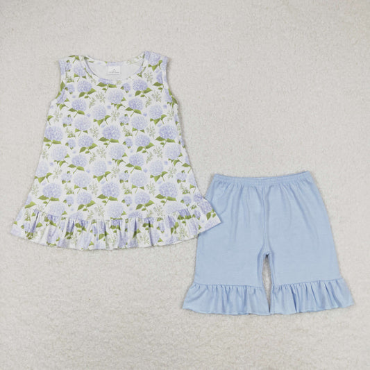 Baby Girls Blue Flowers Sibling Sister Dresses Clothes Sets