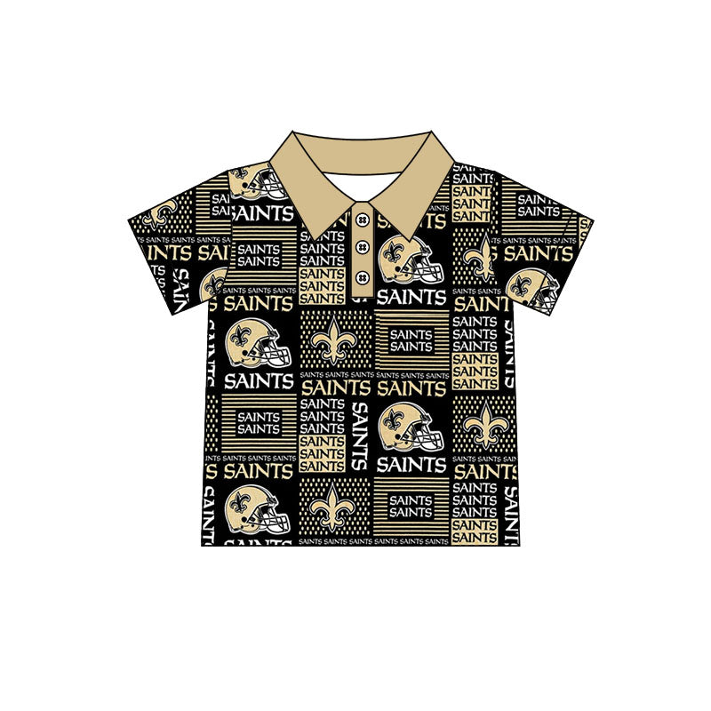 Preorder(moq 5)Baby Boys Saints Team Short Sleeve Tee Pullovers Polo Shirts Tops