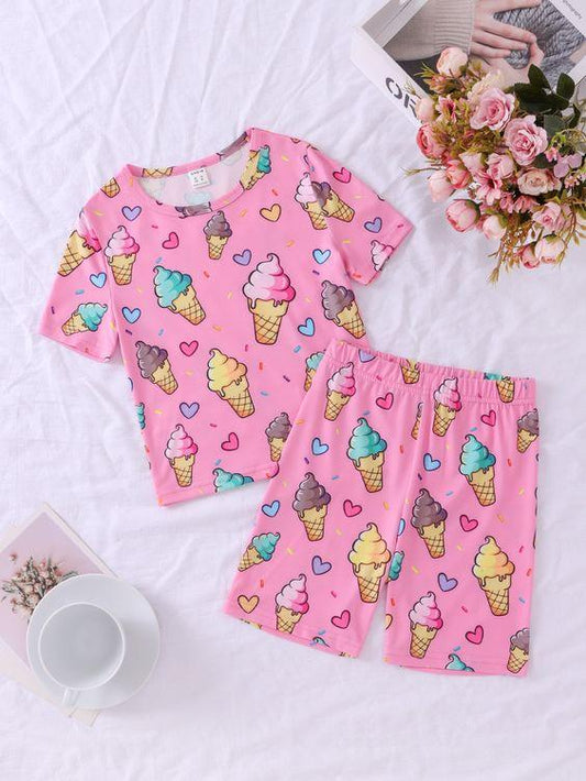 Baby Girls Pink Popsicle Shirt Shorts Pajamas Clothes Sets preorder (moq 5)