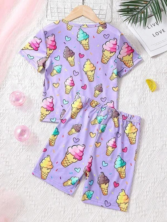 Baby Girls Purple Popsicle Shirt Shorts Pajamas Clothes Sets preorder (moq 5)