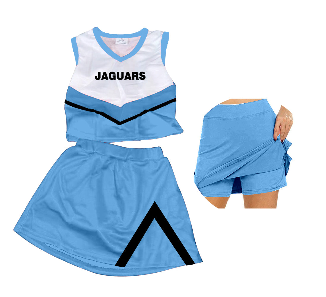 Preorder MOQ 5 Baby Girls Jaguars Team Top Skirt Clothes Sets