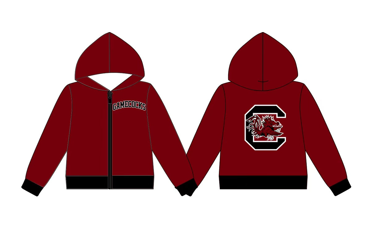 Preorder (moq 5) Baby Boys Long Sleeve Gamecocks Team Zip Hoodie Jackets Top