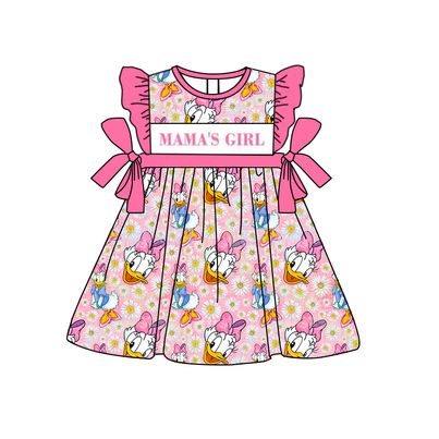 Baby Girls Bows Ducks Mama's Girl Knee Length Dresses Preorder(moq 5)