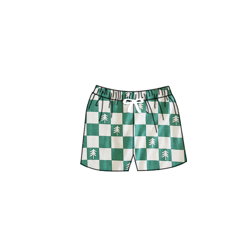 Baby boys Green Checkered Trees trunks swimsuits preorder(moq 5)