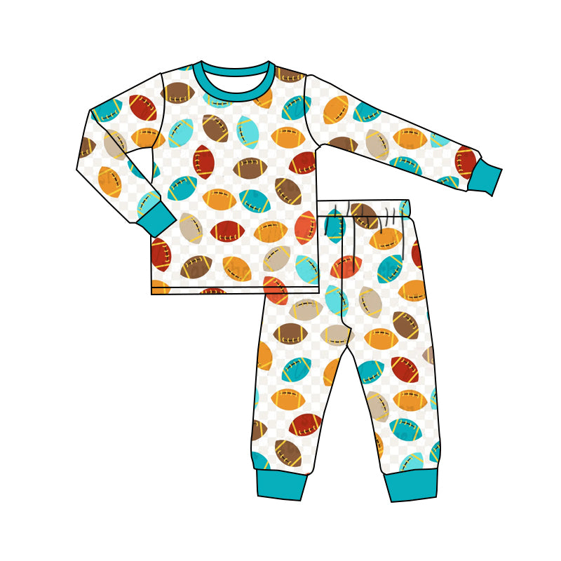 Baby Boys Colorful Footballs Top Pants Pajamas Outfits Clothes Sets preorder(MOQ 5)