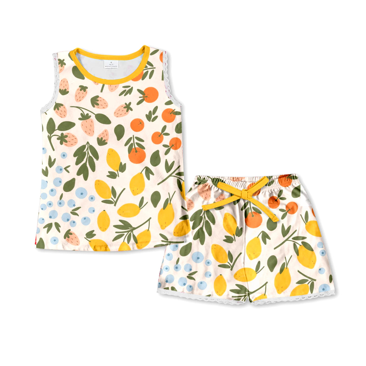 Baby Girls Fruit Sleeveless Shirt Top Shorts Pajamas Clothes Sets Preorder(moq 5)