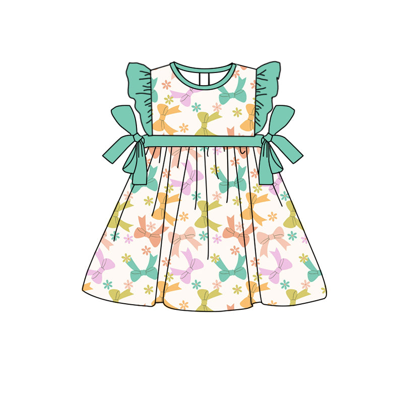 Baby Girls Easter Green Bows Knee Length Dresses preorder(MOQ 5)