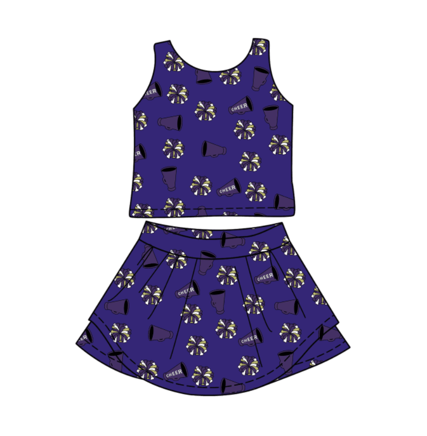 Baby Girls Navy Team Cheer Top Shirt Shorts Clothes Sets split order preorder Dec 3rd