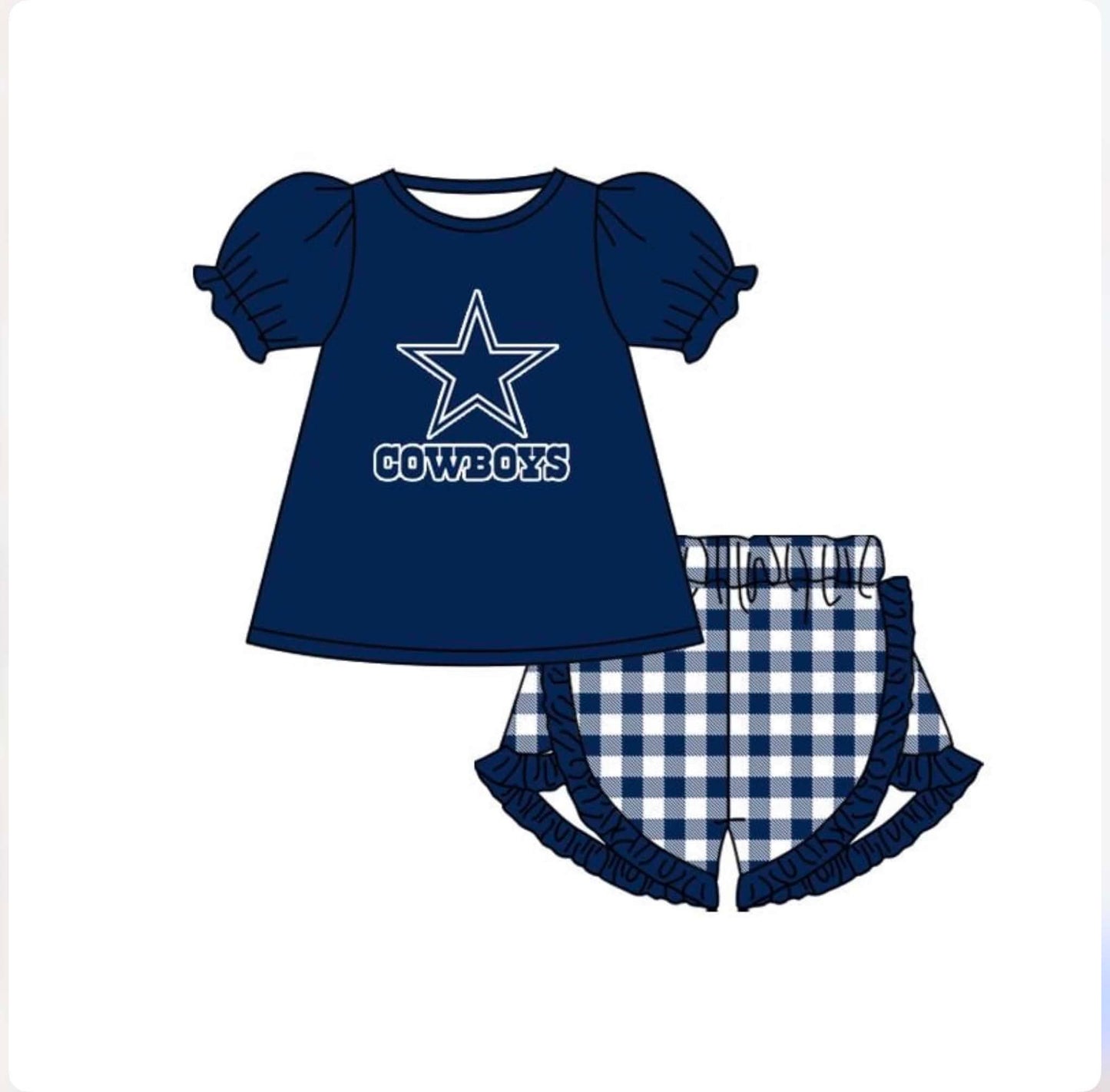 Preorder (moq 5)Baby Girls Yoga Cowboys Top Shorts Team Clothes Sets