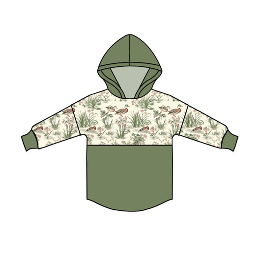 Preorder (moq 5)Baby Boys Long Sleeve Green Ducks Hunting Hoodies Top