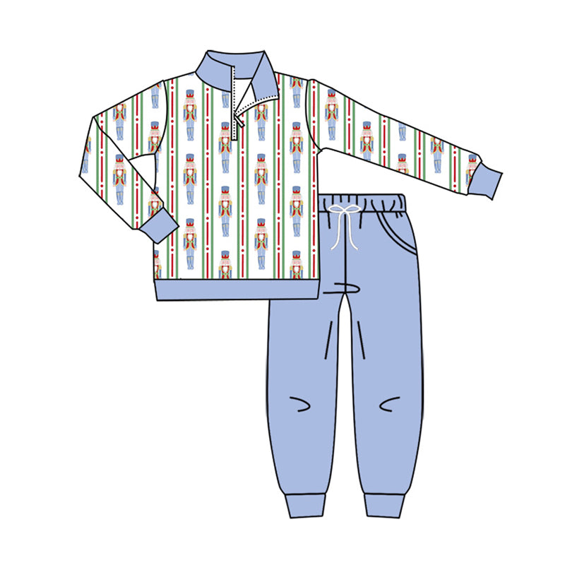 Preorder (moq 5)Baby Boys Soldiers Stripe Zip Pullovers Pockets Joggers Clothes Set