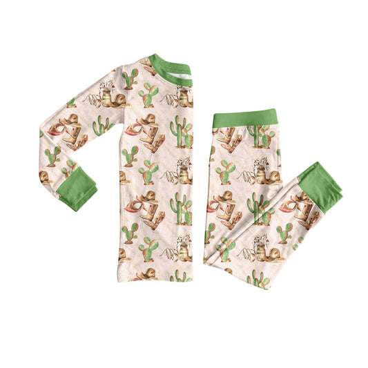 Preorder(moq 5) Baby Boys Western Boots Cactus Cowboys Top Pants Lounge Wear Pajamas Sets