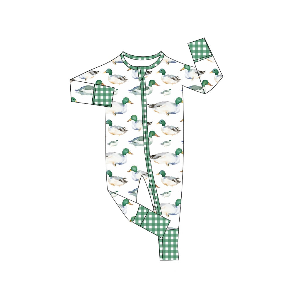 Baby Boys Duck Green White Long Sleeve Rompers Preorder(moq 5)