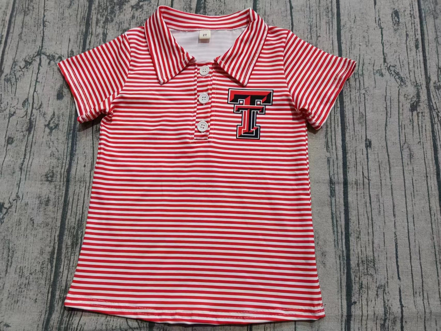 Preorder(moq 5) Baby Boys Red Stripe Button T Team Polo Shirts Top