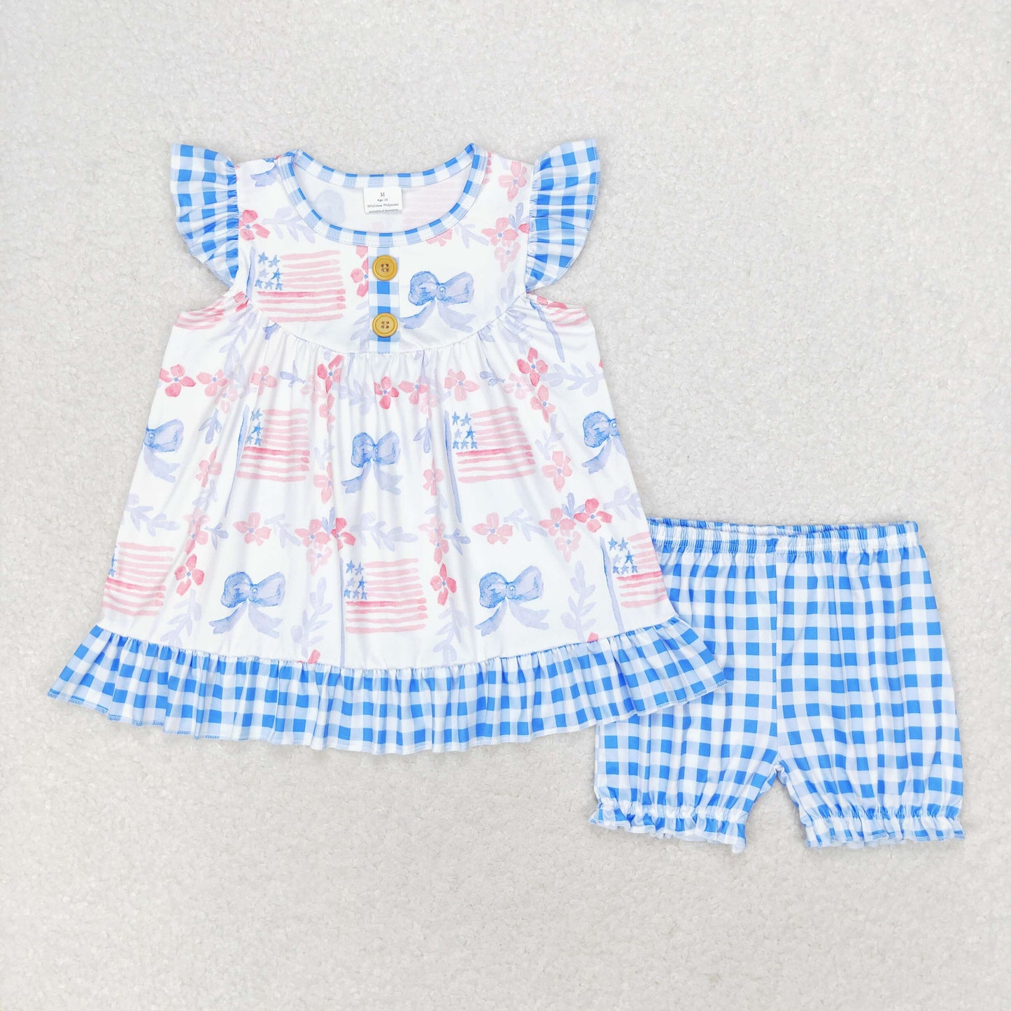 Baby Girls Boys Sibling 4th of July Bows Summer Rompers Clothes Sets