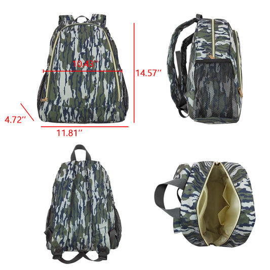 Baby Kids Green Camo Tree Branches Print Back Bags Backpacks