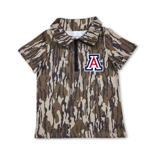 Preorder (moq 5)Baby Boys Southern Olive Wood Camo A Team Zip Pullovers Top