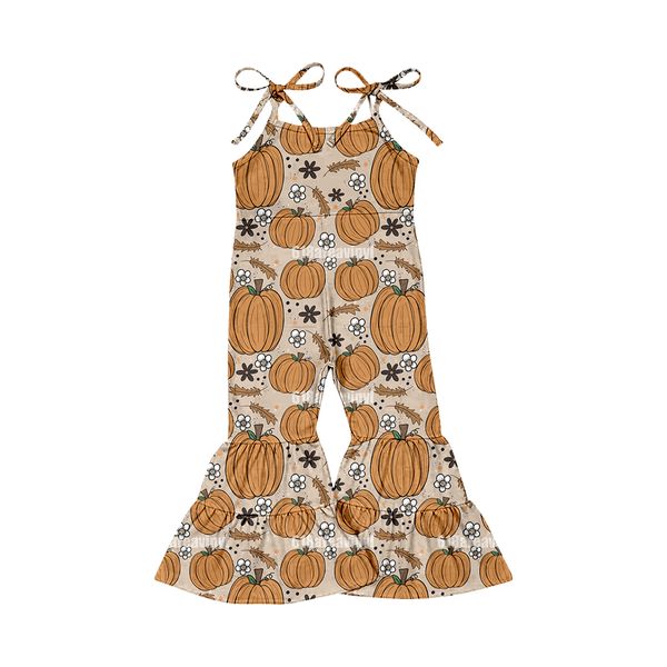 Baby Girls Pumpkin Fall Straps Bell Pants Clothes Sets Preorder(moq 5)