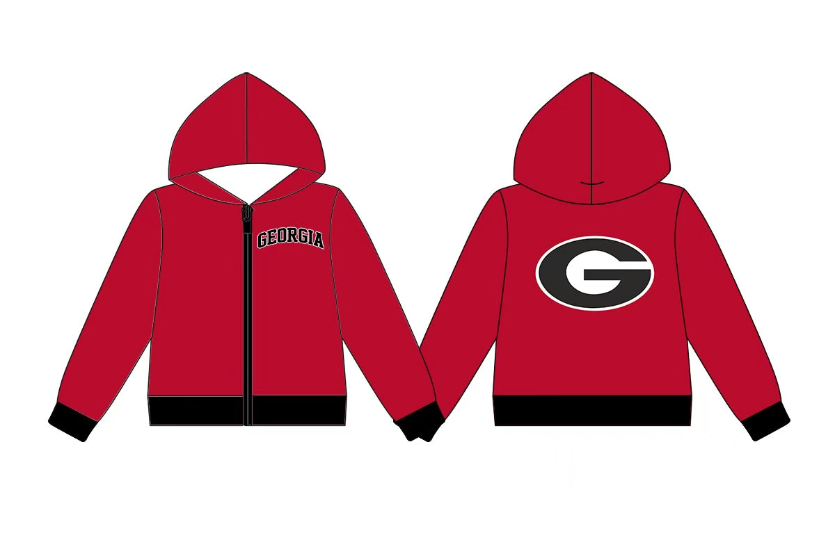 Preorder (moq 5) Baby Boys Long Sleeve Georgia Team Zip Hoodie Jackets Top