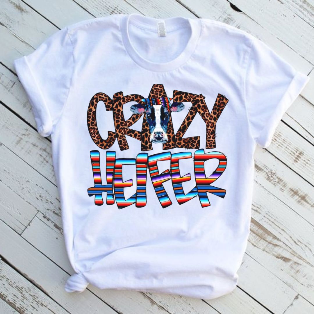 Adult Women Crazy Heifer Short Sleeve Tee Shirts Tops Preorder(moq 5)