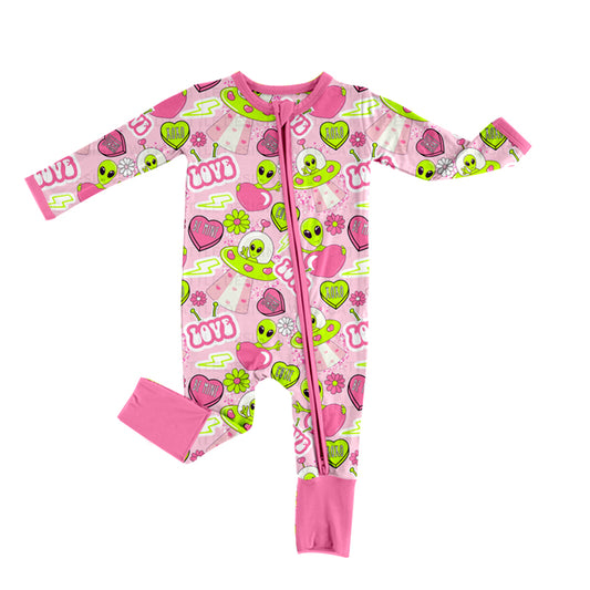 Baby Girls Cartoon Love Valentines Hearts Long Sleeve Rompers preorder(moq 5)