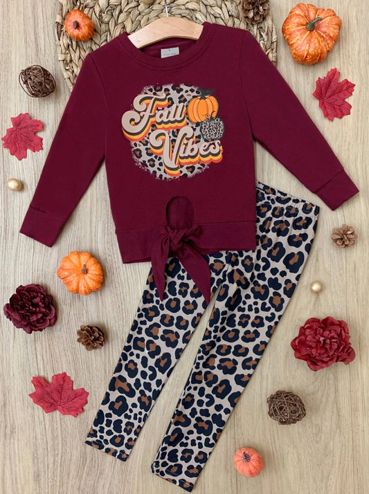 Baby Girls Fall Vibes Leopard Top Leopard Legging Clothes Sets Preorder(moq 5)