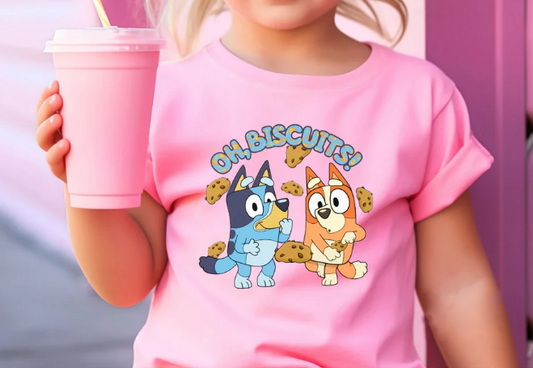 Baby Girls Pink Dogs Biscuits Short Sleeve Tee Shirts Tops Preorder(moq 5)