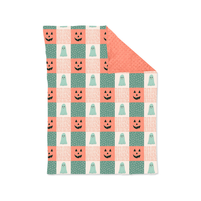 Preorder(moq 5) Baby Kids Green Orange Ghosts Pumpkins Plaid Minky Blankets