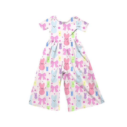 Preorder(moq 8)Baby Girls Colorful Rabbits Flowers Easter Pant Jumpsuits