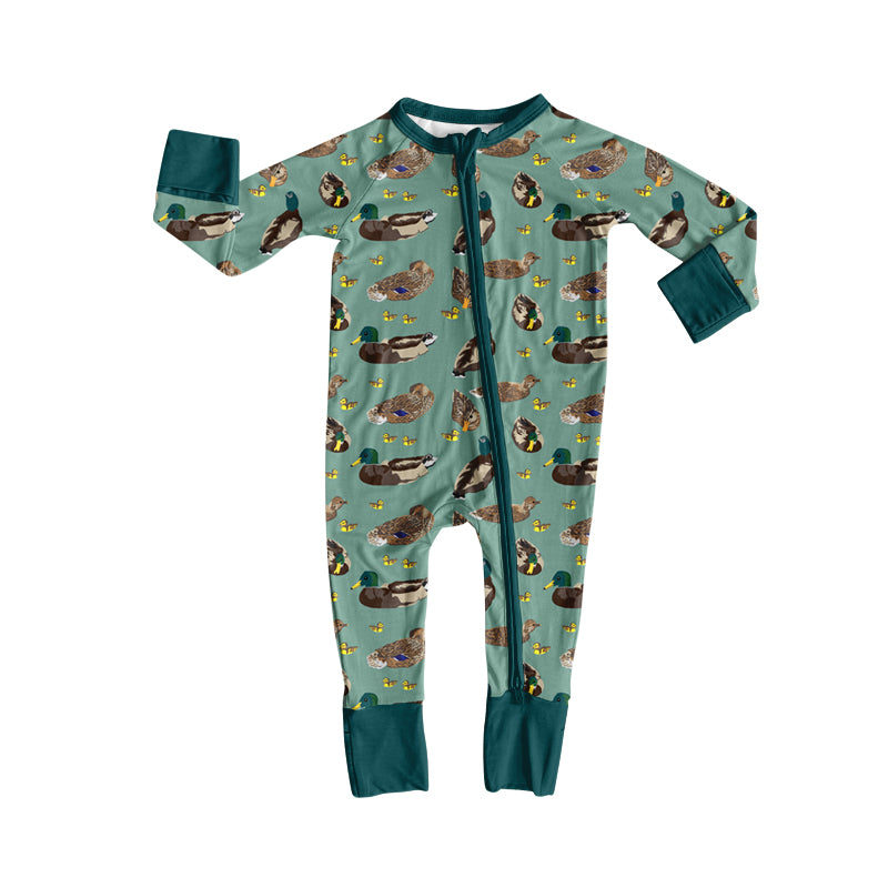Preorder (moq 5)Baby Boys Ducks Hunting Two Way Zip Convertible Rompers