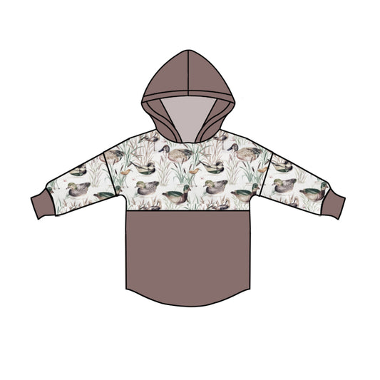 Preorder (moq 5)Baby Boys Long Sleeve Brown Ducks Hunting Hoodies Top