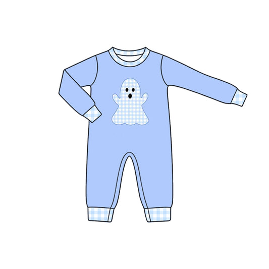 Preorder (moq 5) Baby Boys Long Sleeve Ghost Halloween Pant Rompers