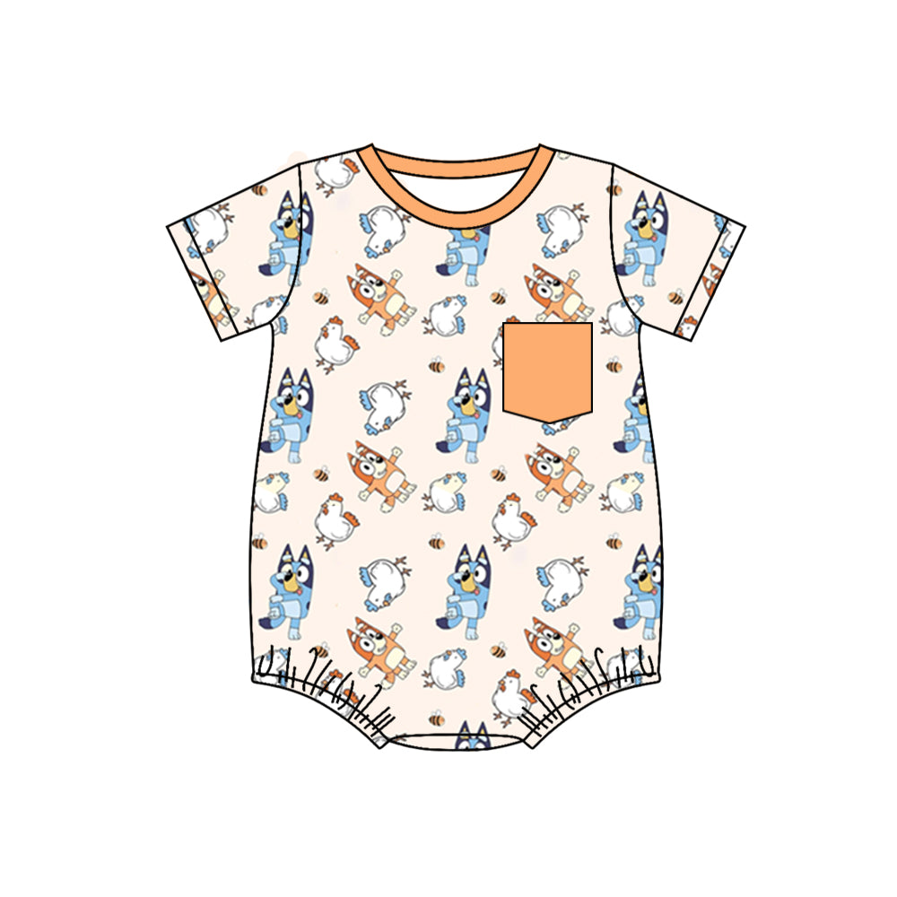 Baby Boys Dog Chicken Short Sleeve Rompers preorder(moq 5)