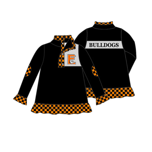 Team Baby Girls Long Sleeve Bulldogs Buttons Pullover Shirt Tops preorder(moq 5)