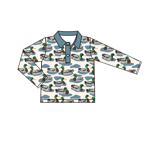 Preorder (moq 5)Baby Boys Long Sleeve Lakes Ducks Hunting Button Shirts Top