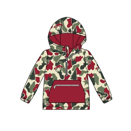 Preorder(moq 8)Baby Boys Christmas Trees Deer Pocket Zipper Hoodies Top