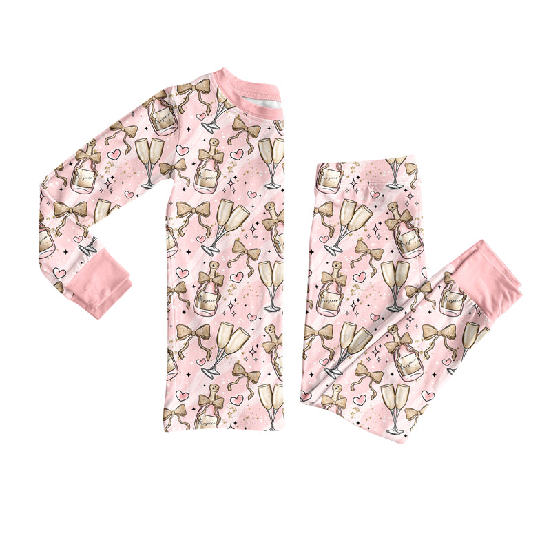 Preorder(moq 5) Baby Girls New Years Cheers Top Pants Lounge Wear Pajamas Sets