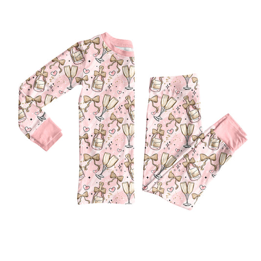Preorder(moq 5) Baby Girls New Years Cheers Top Pants Lounge Wear Pajamas Sets