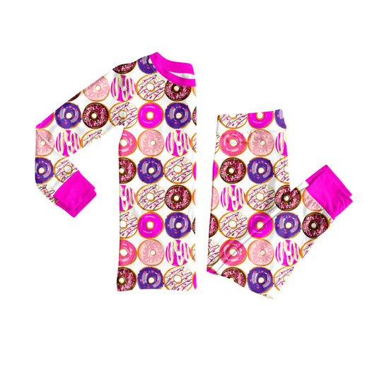 Preorder (moq 5)Baby Girls Colorful Donuts Top Pants Valentine Pajamas Sets