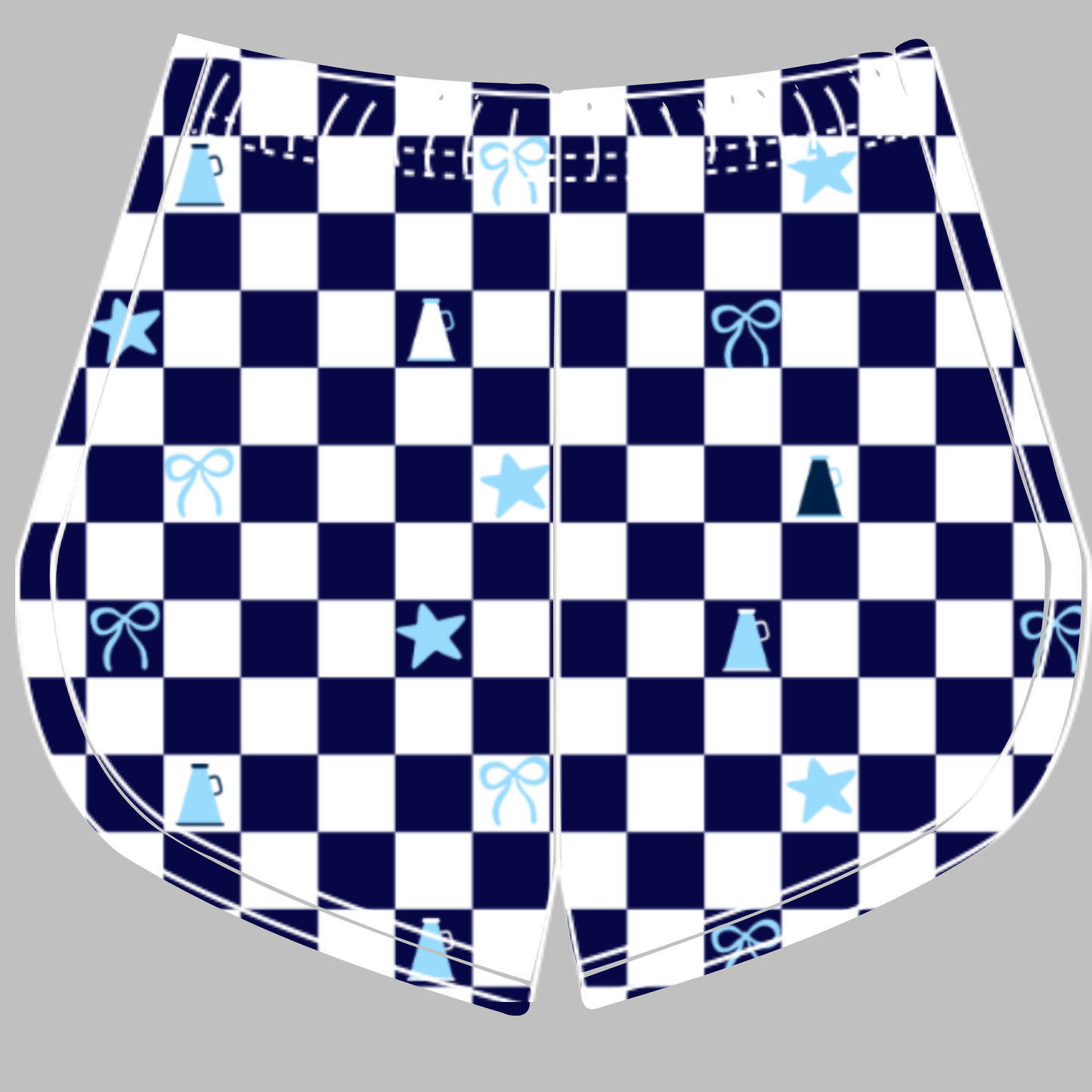 Preorder (moq 5)Baby Girls White Navy Checked Cheer Team Shorts Bottoms