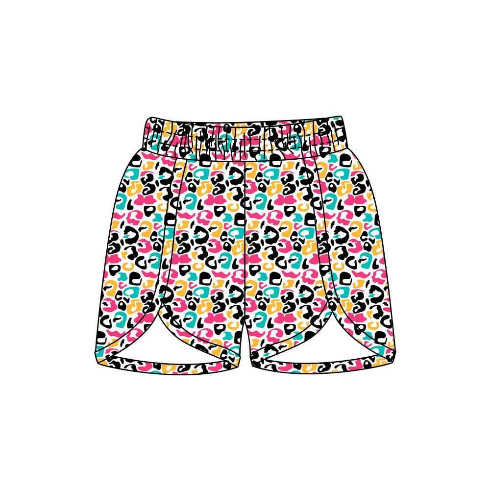 Preorder(moq 5) Adult Women Pink Turquoise Leopard Waist Shorts Bottoms