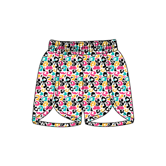 Preorder(moq 5) Adult Women Pink Turquoise Leopard Waist Shorts Bottoms
