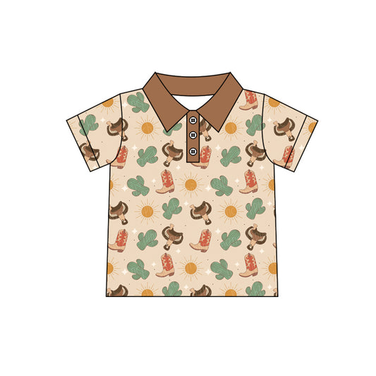 Preorder (moq 5)Baby Boys Western Boots Cactus Pullovers Tee Shirts