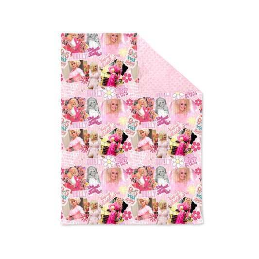 Baby Girls Pink Singer Flowers Minky Blankets preorder(moq 5)