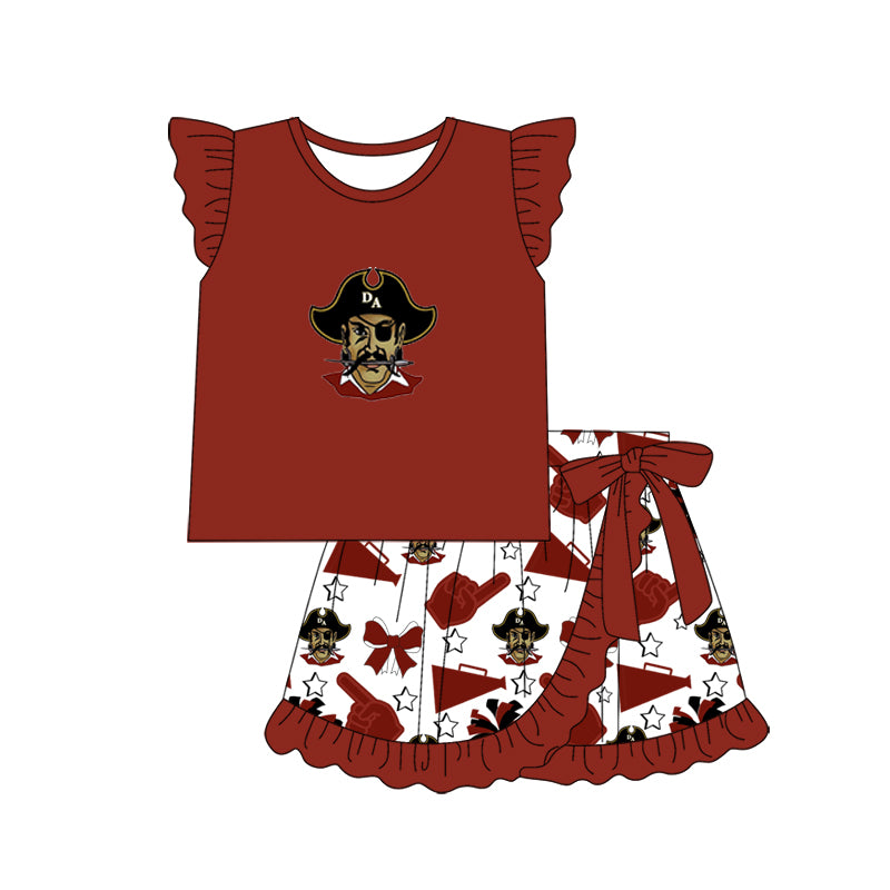 Preorder (moq 5)Baby Girls RAIDERS team Tunic Top Ruffle Skirt Sets