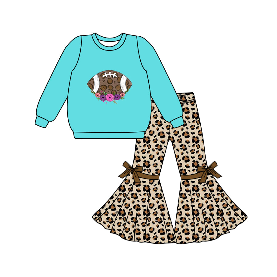 Baby Girls Football Leopard Top Bell Pants Clothes Sets preorder(MOQ 5)