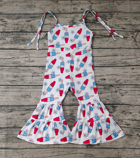 Baby Girls 4th Of July Popstick Straps Bell Pants Jumpsuits