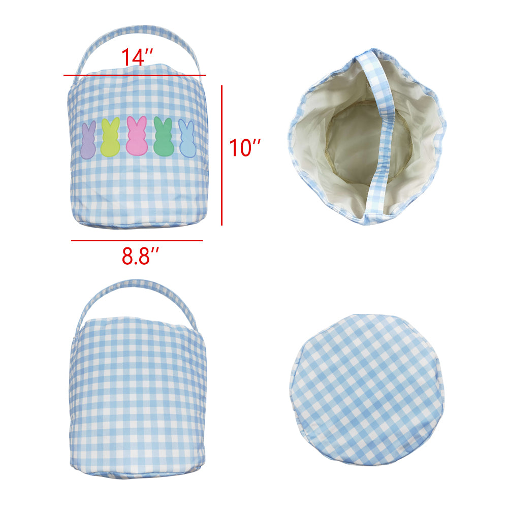 Baby Boys Easter Blue Checkered Bunny Basket Bags